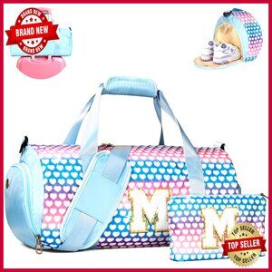 Personalized Girls Travel Duffel Bag with Shoe Compartment & Makeup Pouch